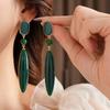 Trendy Vintage Dangle Earrings Emerald Color Personality Malachite Pendant Earrings Acrylic Charms Party Jewelry for Women