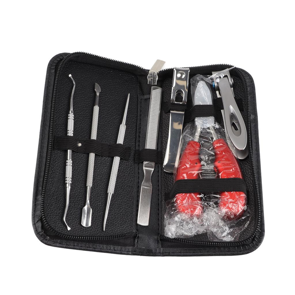 Set 7 Bucăți Unghieră pentru Unghii Groase Heavy Duty Oțel Inoxidabil Curbat Kit Pedichiură cu Cutic