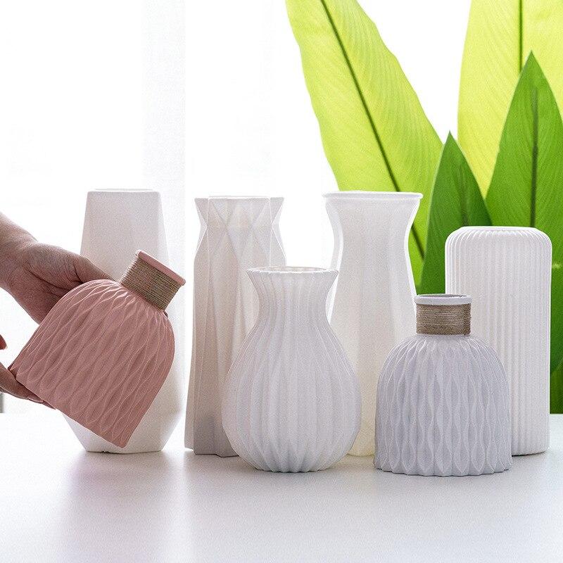1 Piece Nordic Modern Plastic Flower Vase Flower Pot Basket Home Living Room Payty Wedding Decoration Ornament