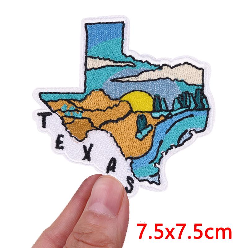 HOT MAM SUMMER Patch Outdoor Scenery Embroidered Patches For Clothes Iron On Patches For Clothing Backpack Embroidery Badges DIY