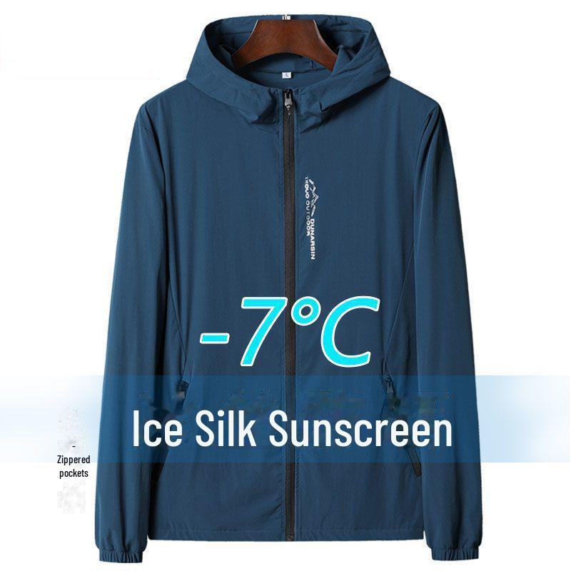 Men's Ice Silk UV Protection Hooded Jacket - Breathable, Lightweight Sunproof for Summer Sports & Fishing.