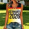 Women's Casual V Neck Sleeveless Soccer Support Tank Top National Flag Print Summer Shirt Lightweight Breathable