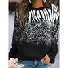Leopard Print Womens Sweatshirt Casual Crew Neck Long Sleeve Dailywear Street Style Polyester Micro Elastic Fall Winter Comfort
