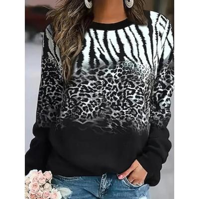 Dámská mikina s leopardím vzorem Ležérní kulatý výstřih Dlouhý rukáv Každodenní nošení Street Style Polyester Mikroelastická Podzim Zima Pohodlí