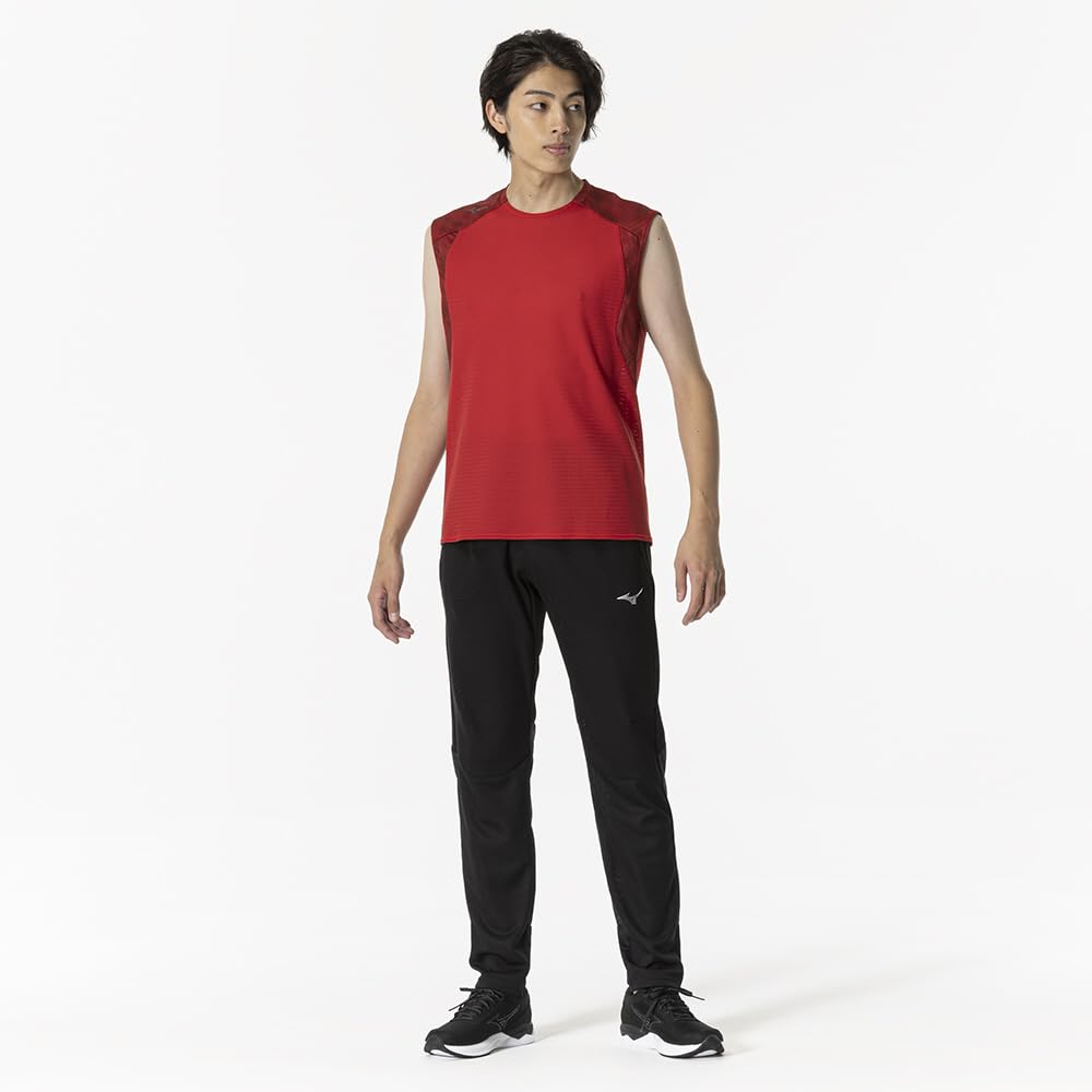 Mizuno Dry Aeroflow Cooler Training Tank Highly Breathable Salsa Size 32MAB003 Top, Shirt, Material, Sweat-Wicking, Quick-Drying, Unisex, Red, 2XL,