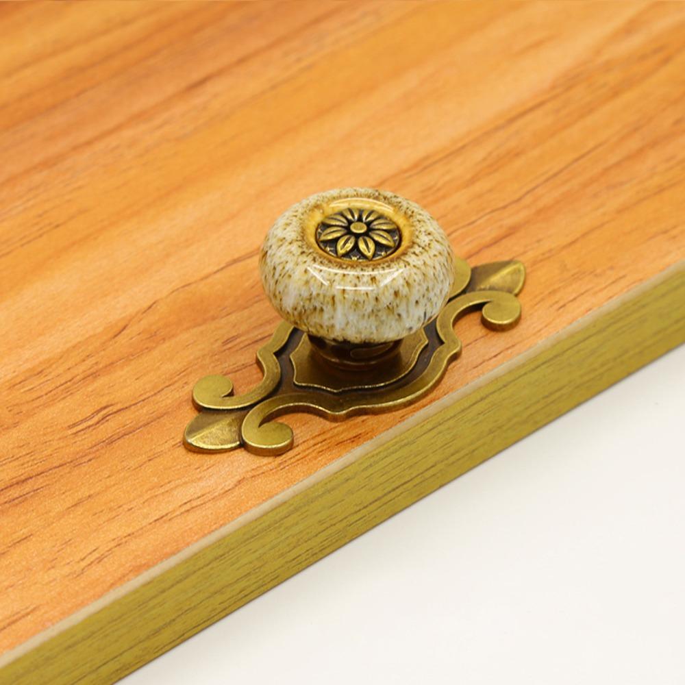 

Fashion Zinc Alloy, Ceramics Cabinet Pull Antique Bronze Ethnic Style Wardrobe Pull Handle Single Hole Door Knob Door білий