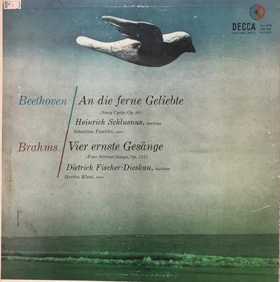 LP Record BEETHOVEN HEINRICH SCHLUSNUS BRAH  An die ferne Geliebte Song Cycle  DL9668 Decca Canada Classical Used