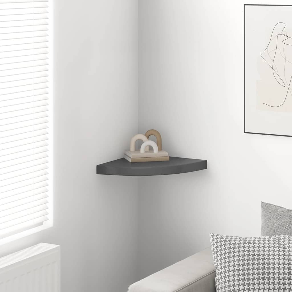 Corner Floating Shelf High Gloss Grey 35 x 35 x 3.8 cm MDF