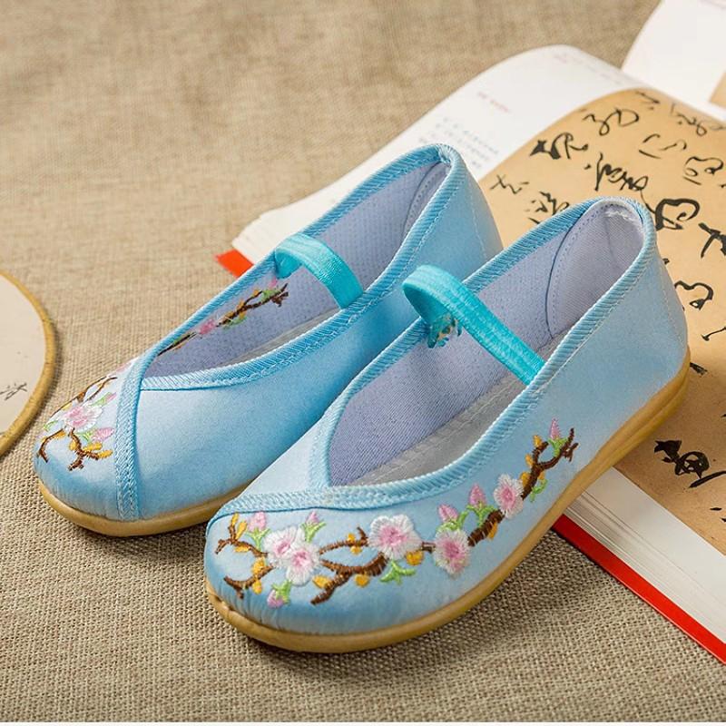 Children's Hanfu Shoes Ancient Style Girls Embroidered Shoes Chinese Style Boys Ancient Costume Performance Shoes Old Beijing Cloth Shoes Soft Sole