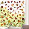 Static Cling Autumn Window Decals with Maple Leaf Ginkgo Pine Cone Designs for Home and Office Fall Decoration