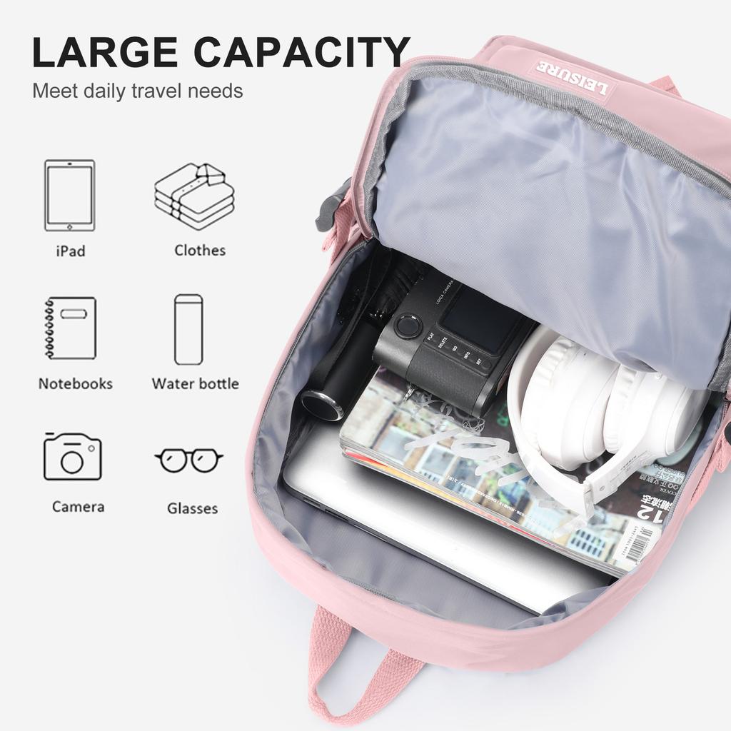 Mochila Versatile School Backpack for Teens Girls, Women Work Laptop Backpack, Neutral Simple for Middle High School College Bag