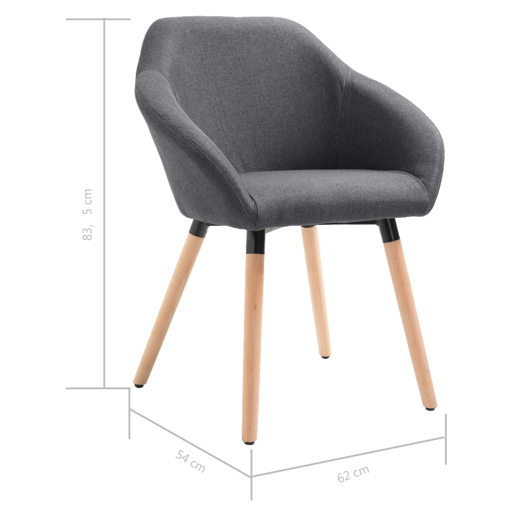 Dining Chairs Set of 4 Dark Grey Fabric