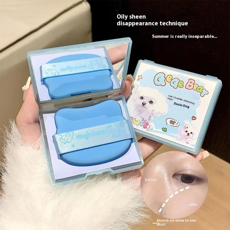 100Sheets Oil Blotting Papers With Case And Makeup Puff Oil Absorbing Sheets Bamboo Charcoal Face Oil Blotting Sheets For Makeup