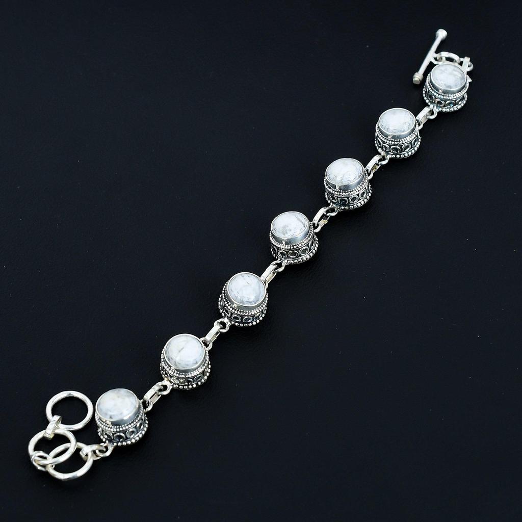 Natural Howlite Bracelet 925 Sterling Silver Bracelet Adjustable Chain Bracelet Handmade Boho Bracelet Howlite Gemstone Jewelry Engagement Gifts