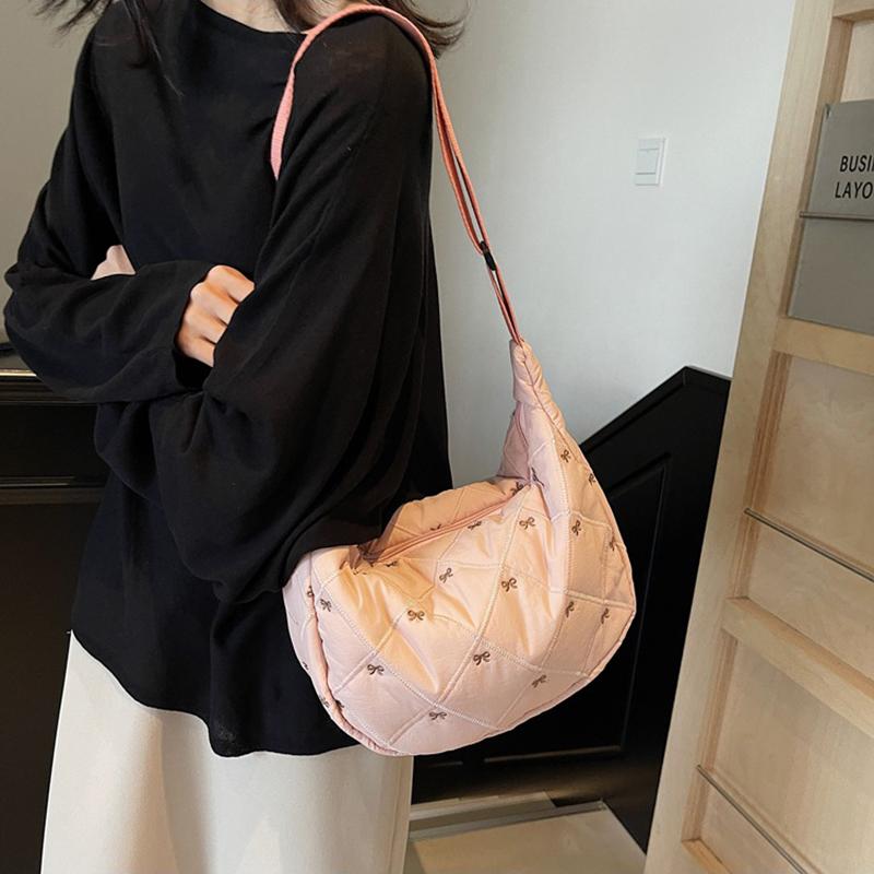 Damska Pikowana Torba na Ramię z Puchu Jesień&Zima Bawełniana Wyściełana Torba Listonoszka Duża Pojemność Wszechstronna Torebka Damska Puszysta Torba Crossbody