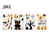 Bright Color Halloween Decals 4 Sheets Electrostatic Glass Stickers, Cartoon Pumpkins Castle Bats Window Stickers PVC Waterproof Static Clings