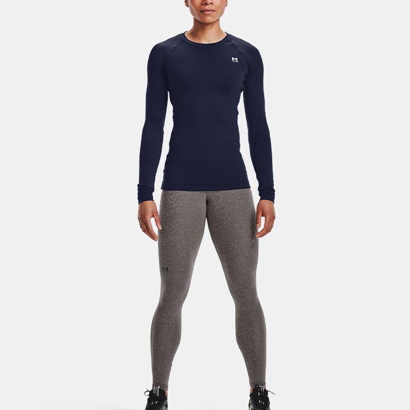 Under Armour ColdGear® Solid Color Elastic Waist Fleece Sports Long Pants Women pants Gray 1368700-019