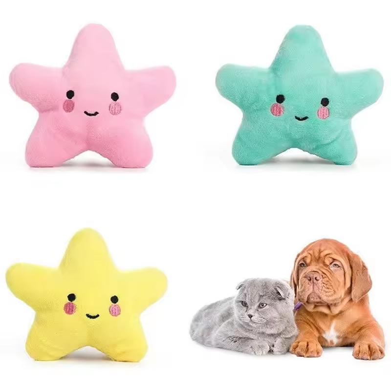 Pet Plush Bite Squeaky Toys Cute Smile Pentagram Stuffed Toys for Dogs Puppy Pet Supplies
