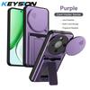 KEYSION Card Slot Holder Bag Phone Case for HONOR X9d 5G Slide Camera Protection Kickstand Shockproof Cover for Magic 8 Lite 5G