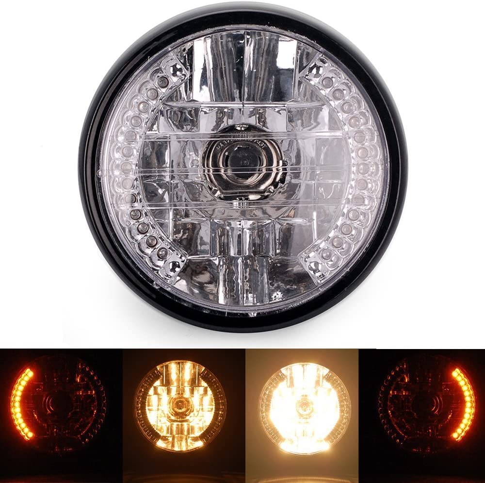 Universal 7'' Motorcycle LED Headlight Turn Signal Indicator Lamp 39-51mm Chopper Mount Bracket Clamp Holder for Harley Honda