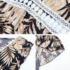 Women Vacation Dress V Neck Hollow Out Waist Irregular Patchwork Hem Leaf Print Sleeveless Back Zipper Closure Beach Boho Dress