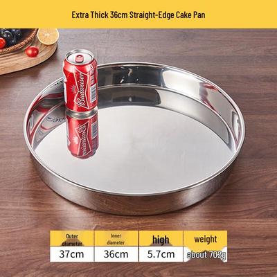 Wuhe 36cm Extra Thick Stainless Steel Deep Flat Round Plate