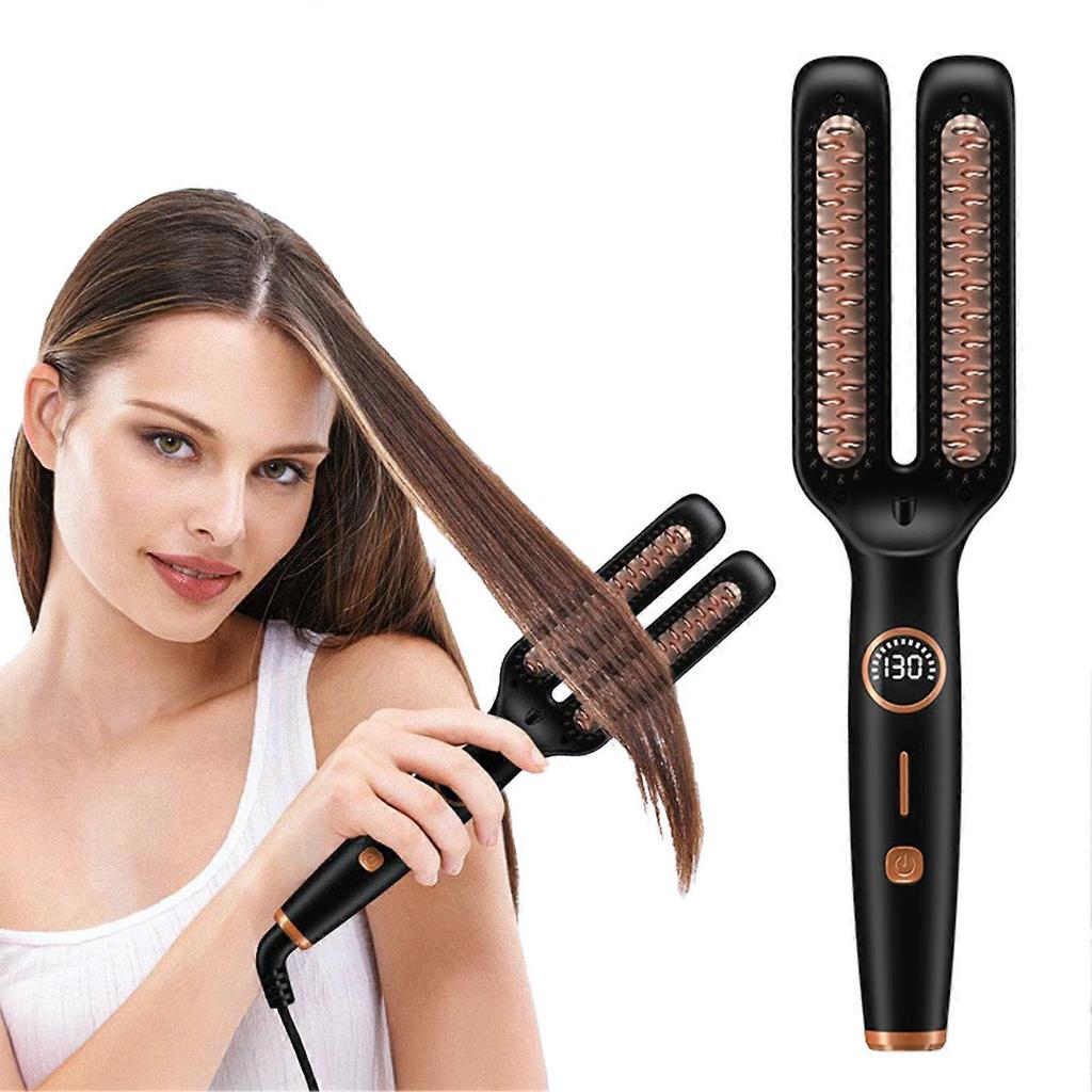 Dual-Head Electric Hair Straightener Comb Gentle Hair Care Heating Evenly Comb for Women and Men Hair Salon