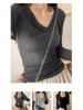 Women's Slim Fit V-Neck Sheer Long-Sleeve Knit Top - 2024 Early Autumn Design