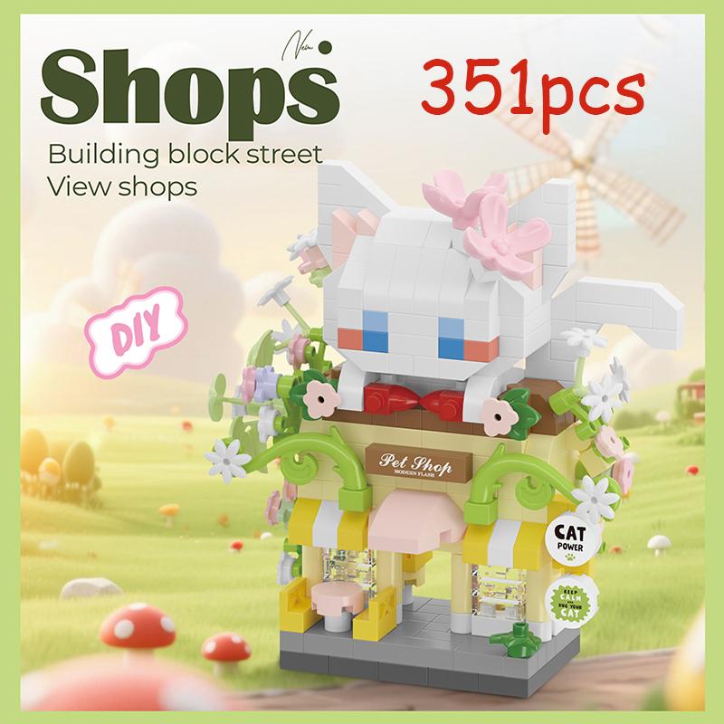 Mini Street View Kaffee Fotostudio Haustier Brot Dessert Blume Hamburger Kleine Läden Stadt Bausteine Für Kinder Spielzeug Geschenke