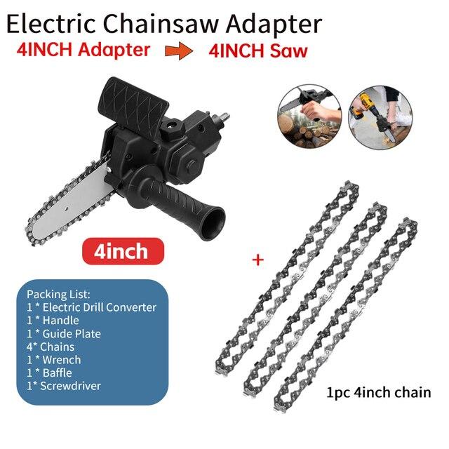 4/6 palcová elektrická vrtačka upravená na adaptér pro elektrickou řetězovou pilu Přenosné sady hlav pro přestavbu Dřevoobráběcí prořezávání