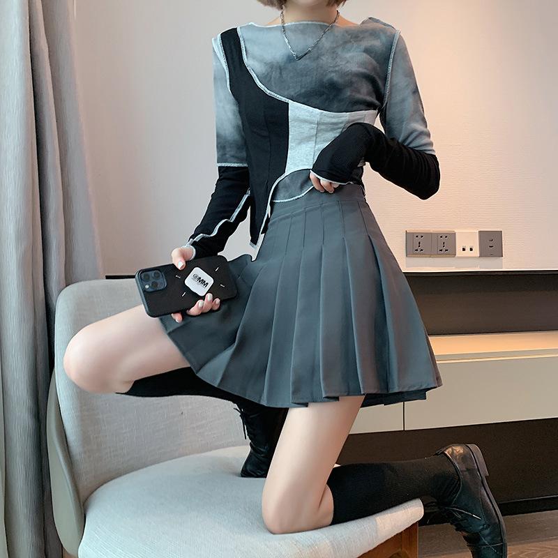 Black Pleated Skirt for Women Spring Autumn Winter High-Waisted Slimming A-Line Student Petite College Casual All-match Versatile JK Skirt