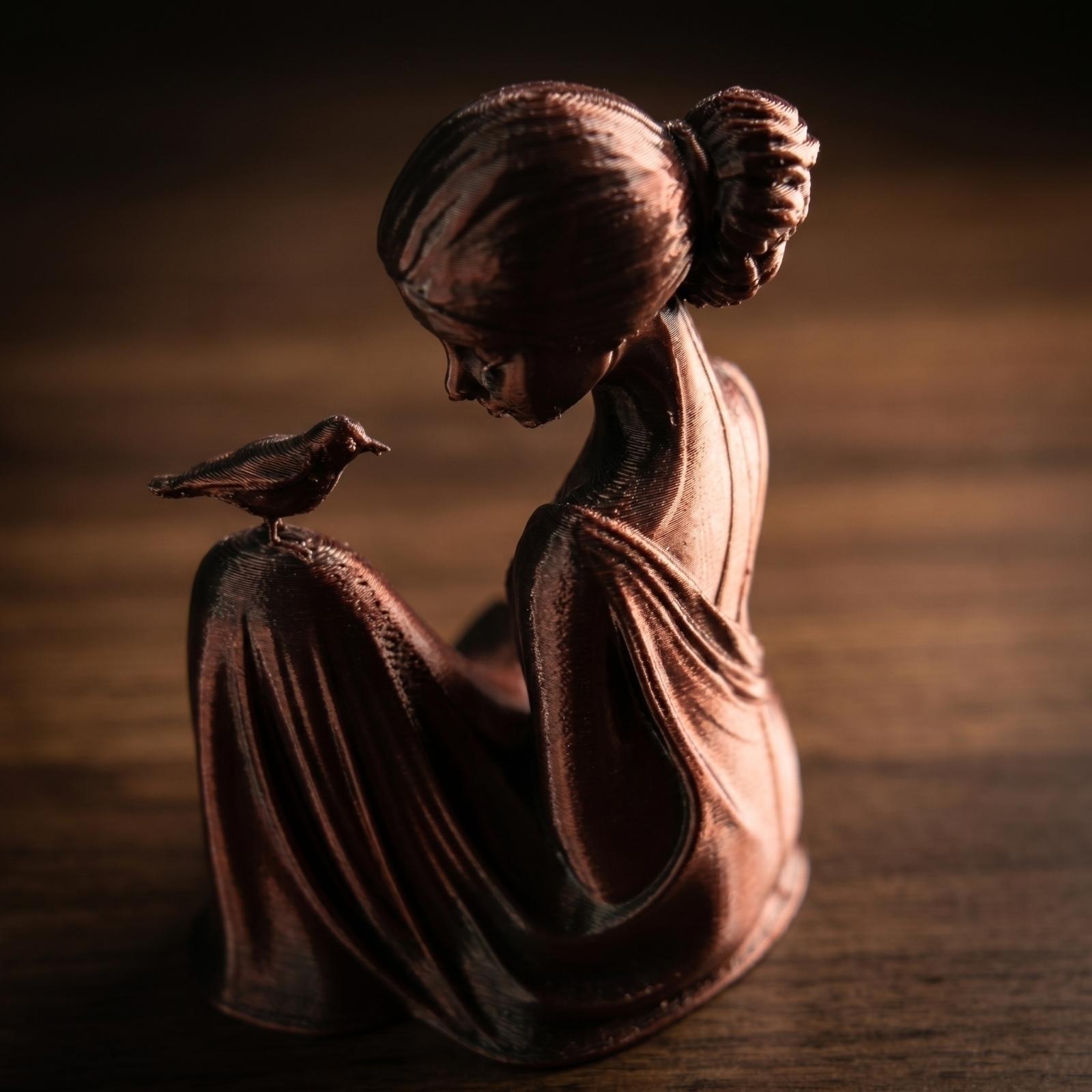 

Elegant Artistic 3D Printed Woman Sculpture with Bird Figurine Indoor Decorative Craft for Home Office Display and Gift Idea One Size
