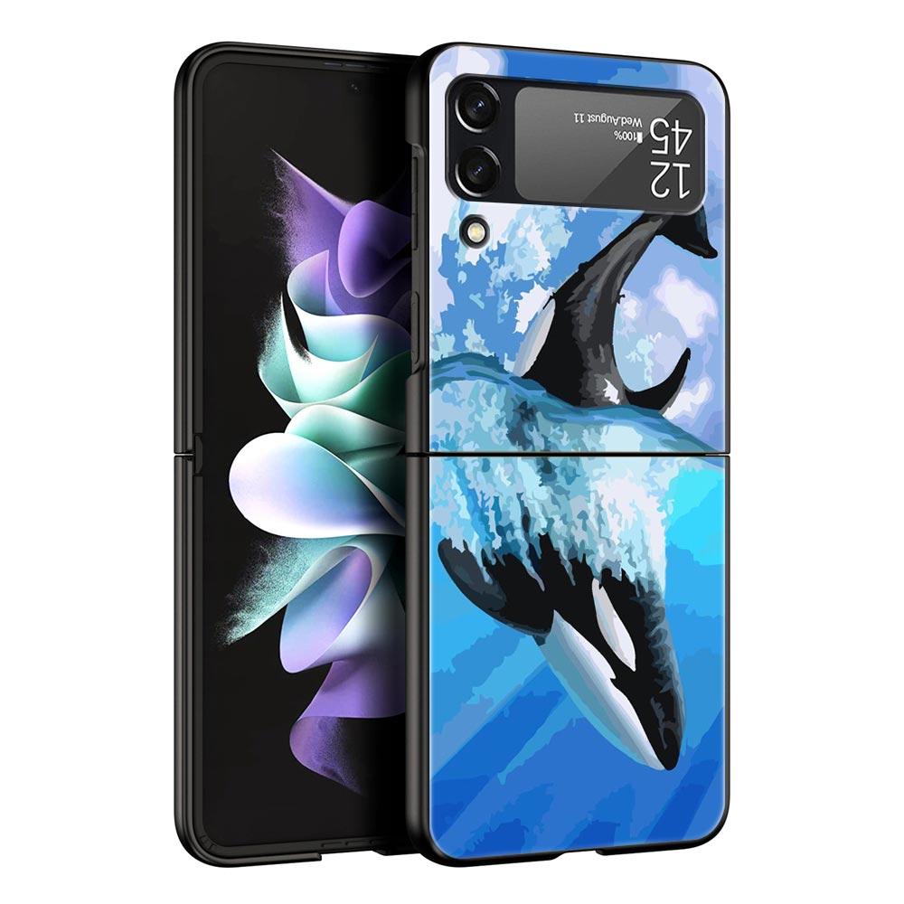 Orca ocean lovely killer whale Phone Case For Samsung Galaxy Z Flip3 Flip4 Flip5 PC Shell For Z Flip 3 4 5 Hard Folding Cover