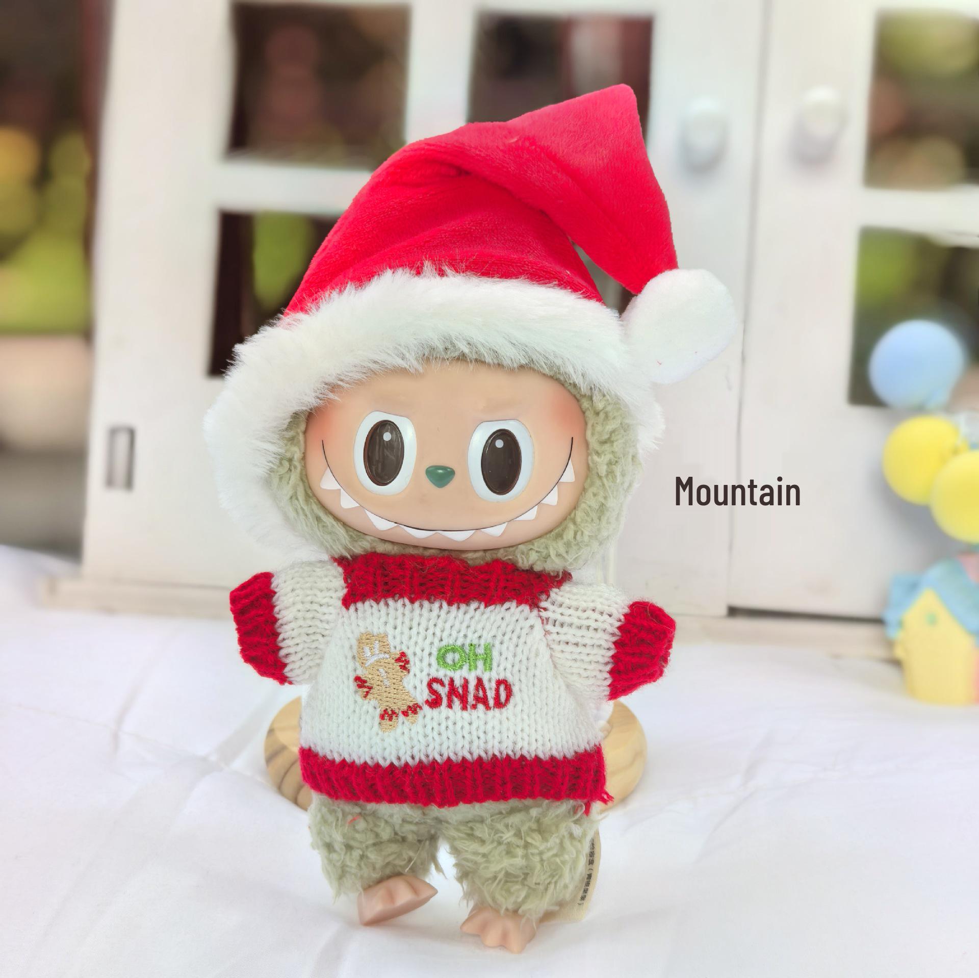 

Лабубу 17 см Рождественский костюм оленя: Комплект накидка и свитер для куклы 17cm Labubu Clothes