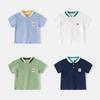 Jungen Sommer Kurzarmhemd Bauchbedeckung Stehkragen Oberteil Kinder Baby Baumwolle Cartoon Dünnes T-Shirt Trend Großhandel