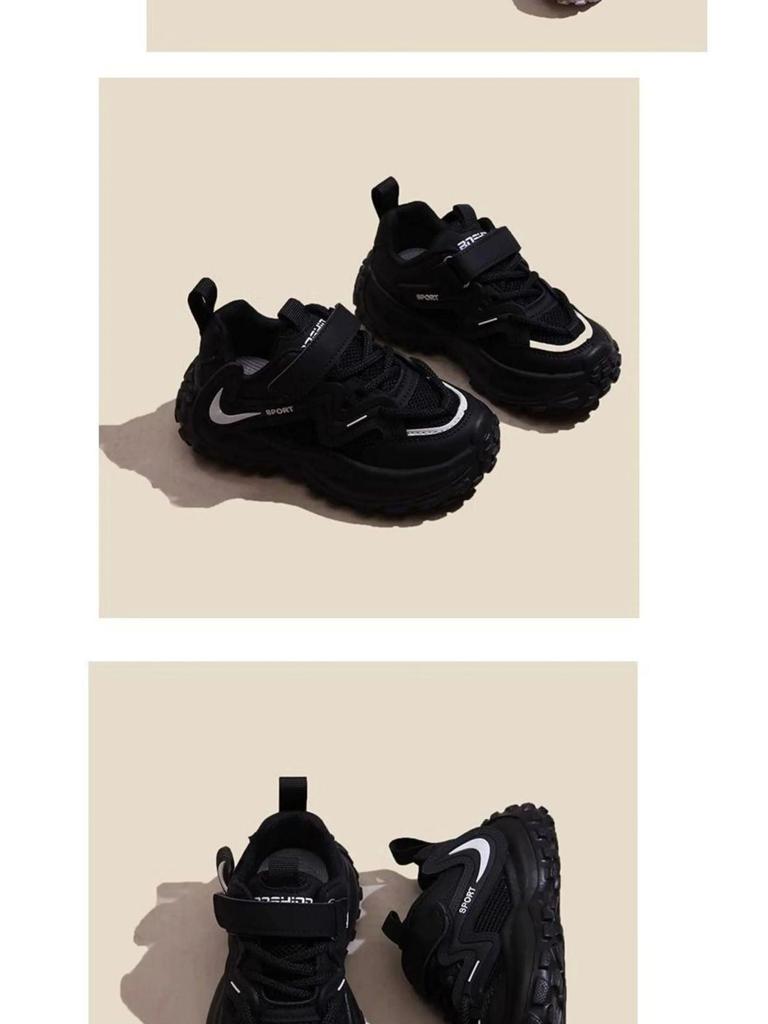2025 Kids' Black Sneakers: Spring/Autumn Boys' & Girls' Velvet Winter Running Shoes