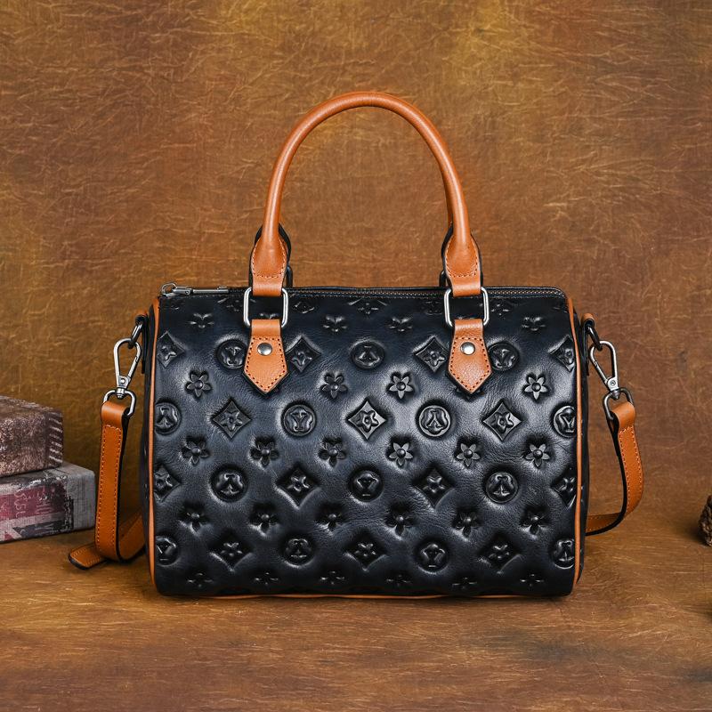 Большая вместительная сумка через плечо с тиснением Vintage Tote 26*15*18 зелёный — фото 3