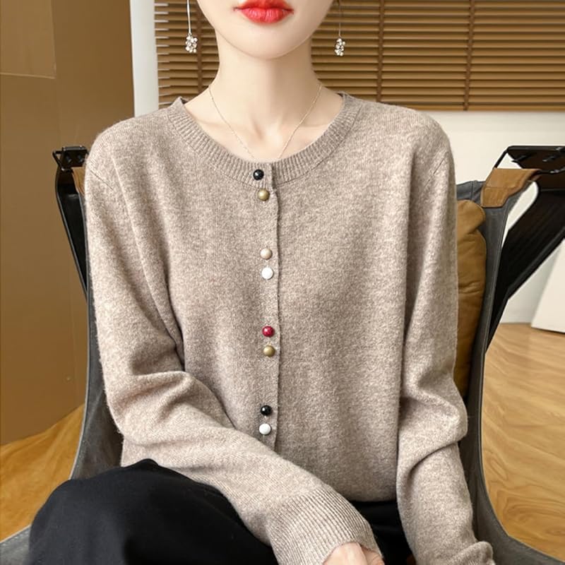 [ODFMCE] cardigan ladies spring office knit Plain color Beautiful big size (JP, alphabet, L, camel)