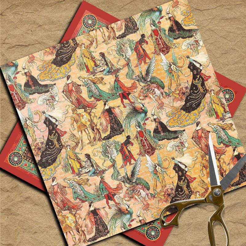 Vintage Magic Forest Decorative Stickers - 12 Sheets of Court Figure Designs for Journaling