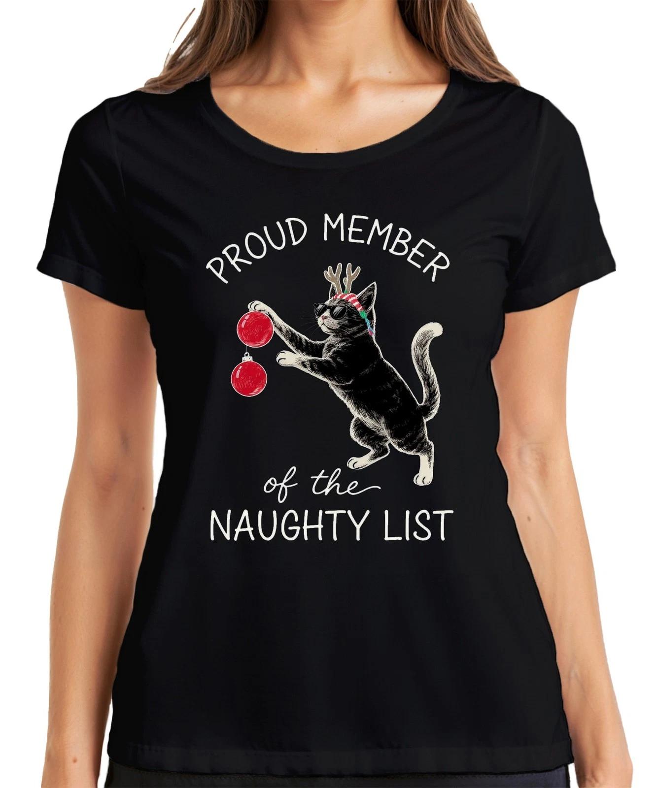 Proud Member of the Naughty List weihnachtskatze katzenliebhaber Damen T-Shirt XL