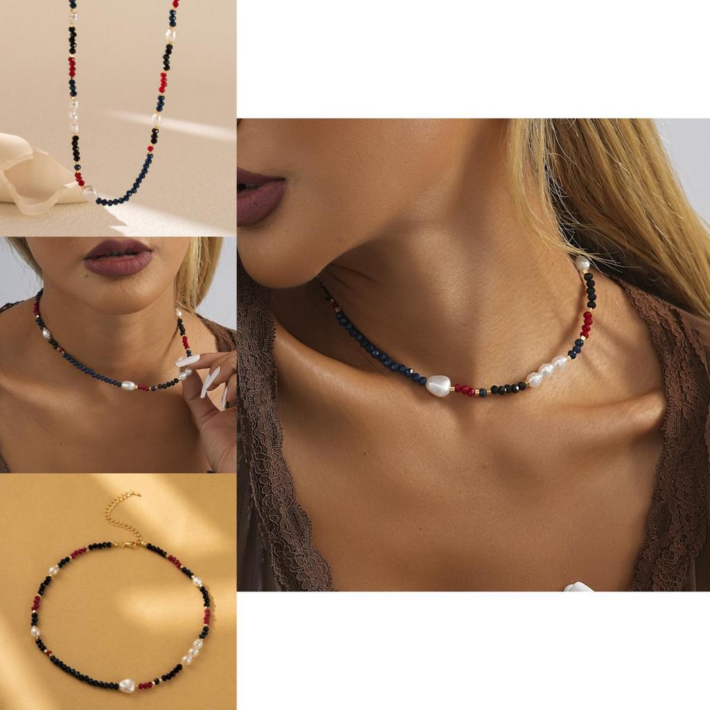 Fashionable Autumn 2023 Colorful Crystal Stone Necklace With Imitation Pearls