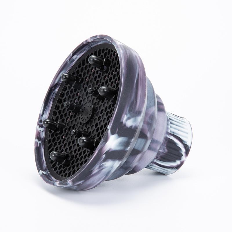 

1pcs Salon Camouflage Silicone Hair Dryer Diffuser Cover Adjustable Temperature Resistant Dispersion Drying Hair Styling Tools чёрный