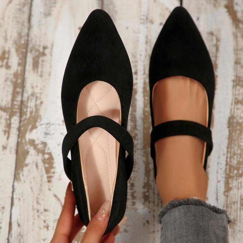 Plus-size Pointed-toe Low-cut Flat-bottomed Women's New-style Low-heeled Shoes