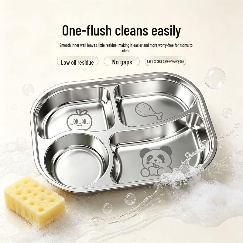 Jinwanfu 304 Stainless Steel Four-Compartment Kids' Lunch Tray