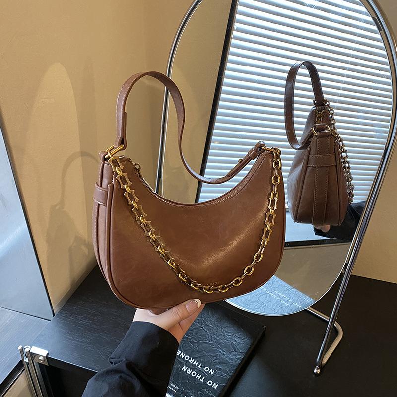 

Высококлассная нишевая сумка женская новая ретро универсальная сумка-мессенджер на одно плечо подмышку сумка-пельмень коричневый