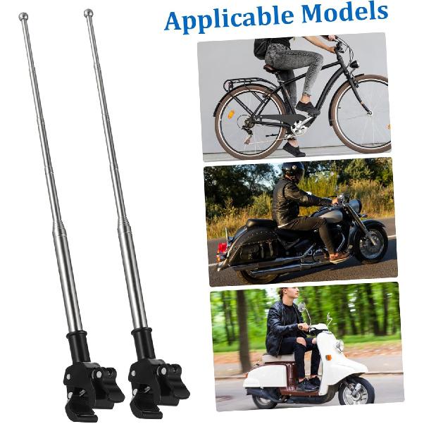 2Pcs Adjustable Stainless Steel Motorcycle Flagpole, 51in Retractable Flagpole Flagpole Stand, Bicycle Flagpole Stand, Outdoor Bicycle Flagpole for
