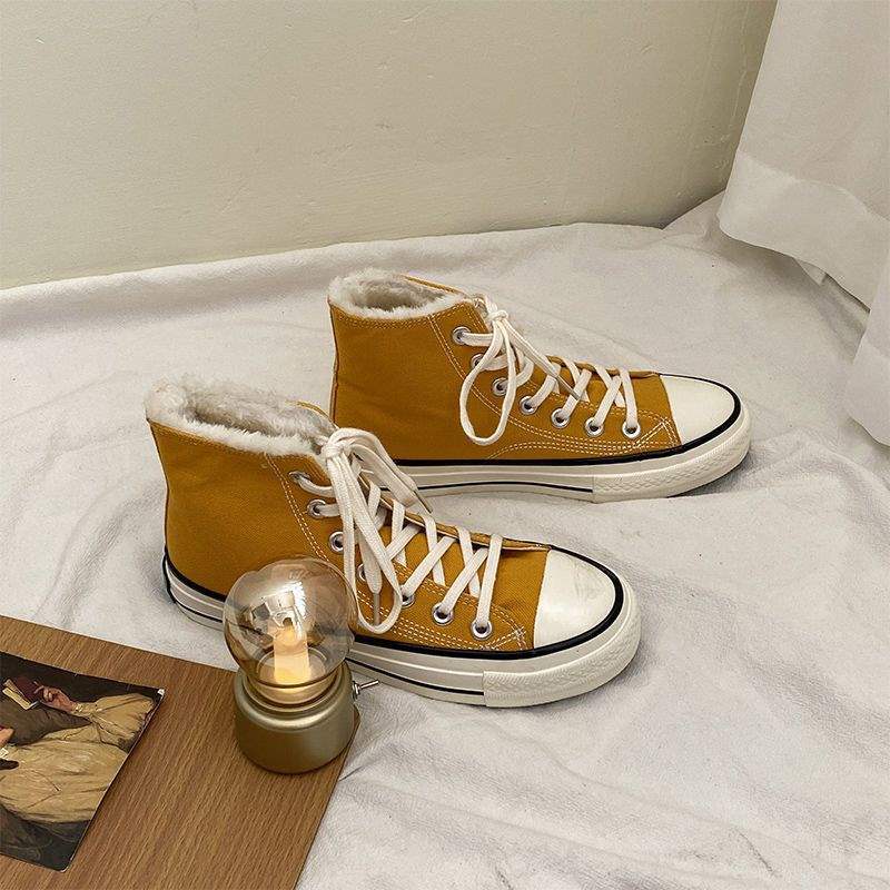 Niche Shoes Children's Winter Velvet Canvas Shoes 2025 Autumn and Winter New Students Korean Version Warm and Thickened Two Cotton Shoes