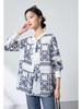 Ink Wash Silk Retro Print Shirt - Spring Slimming Henley Collar Cardigan Top