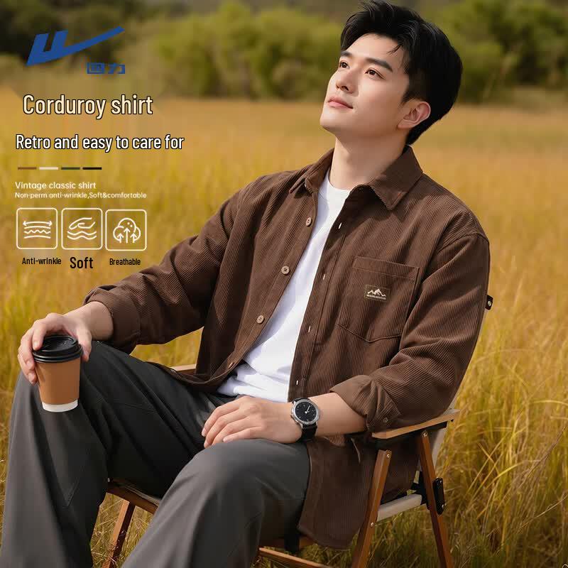 Warrior Unisex Retro Corduroy-Look Long Sleeve Shirt XL