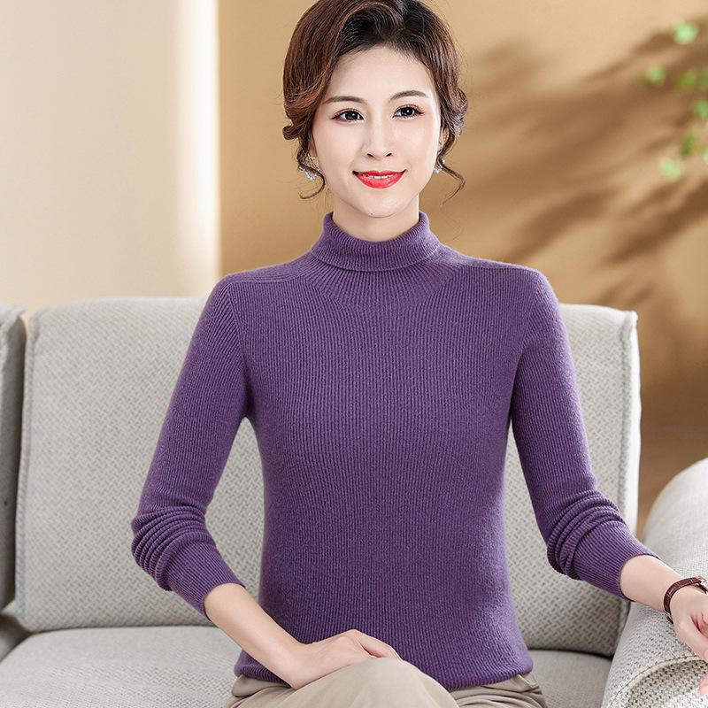 Luxurious Cashmere Wool High-Neck Winter Base Layer for Women - Plus Size Available